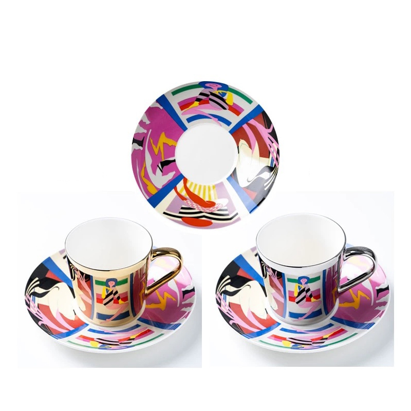 Creative Reflection Electroplating Mirror Coffee Cup and Plate Set 