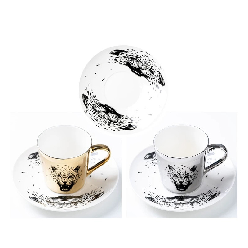 Mirror Reflection Cup Hummingbird Mug Coffee Tea Set With Coaster