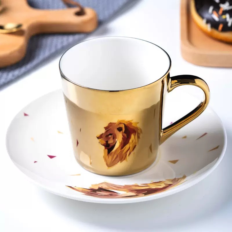    Customized New Design Wholesale Porcelain Cups Ceramic Reflection Mirror  Coffee Mug Ceramic Coffee Cup Ceramic Mugs with Handle for Spring Gifts
