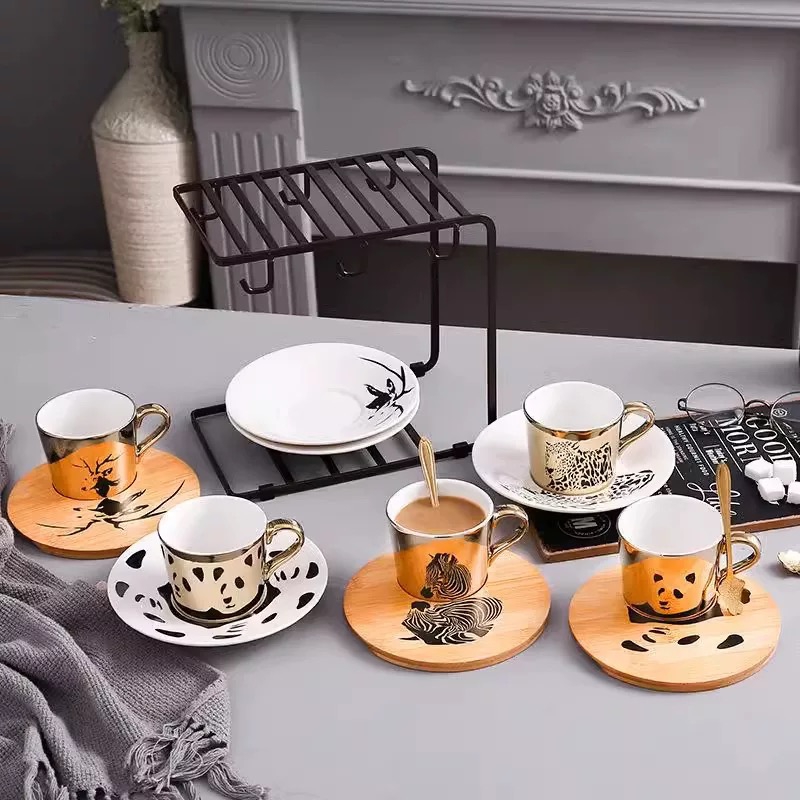High Quality Dinnerware Sets Luxury Porcelain White Plates Reflection Mirror  Coffee Cups