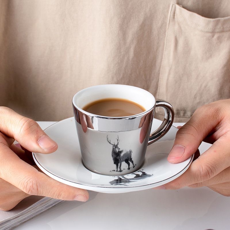 Electroplated Mirror Reflection Cup Gift Coffee Mug Ceramic Coffee Cup