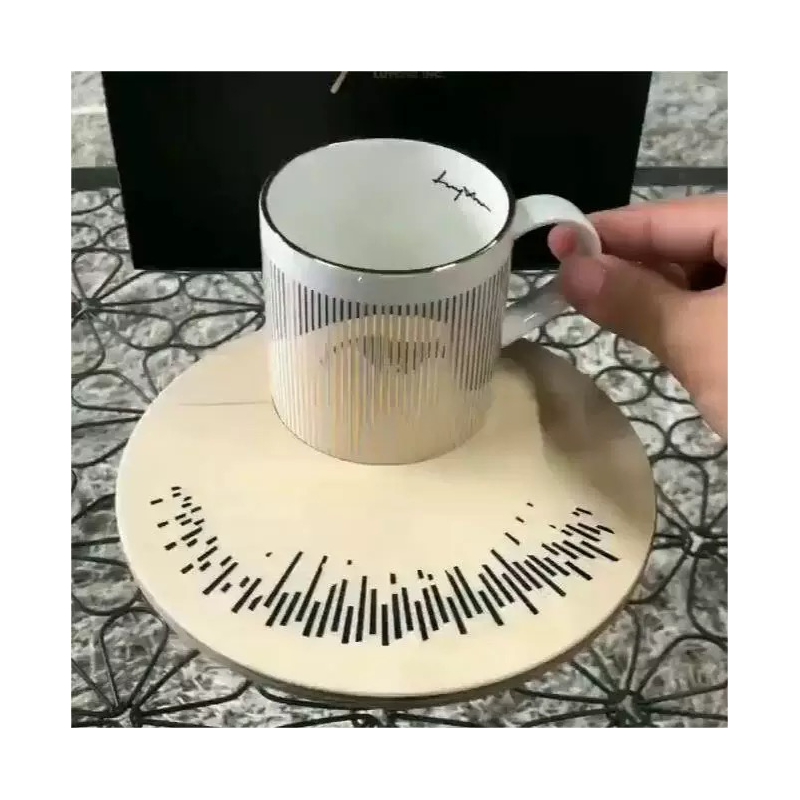 Customized Logo Afternoon Tea Cup Set Plating Mirror Cup and Plate Tray