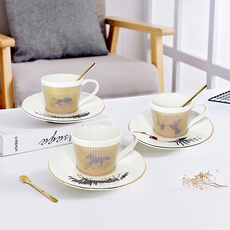 Ins Wind Ceramic Running Mirror Reflection Coffee Cup and Saucer