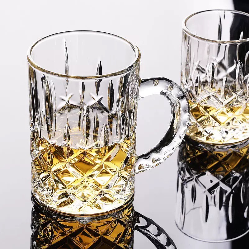 Factory Hot Selling Cheap Drinking Cup Home Water Coffee Clear Glass Cup With Handle