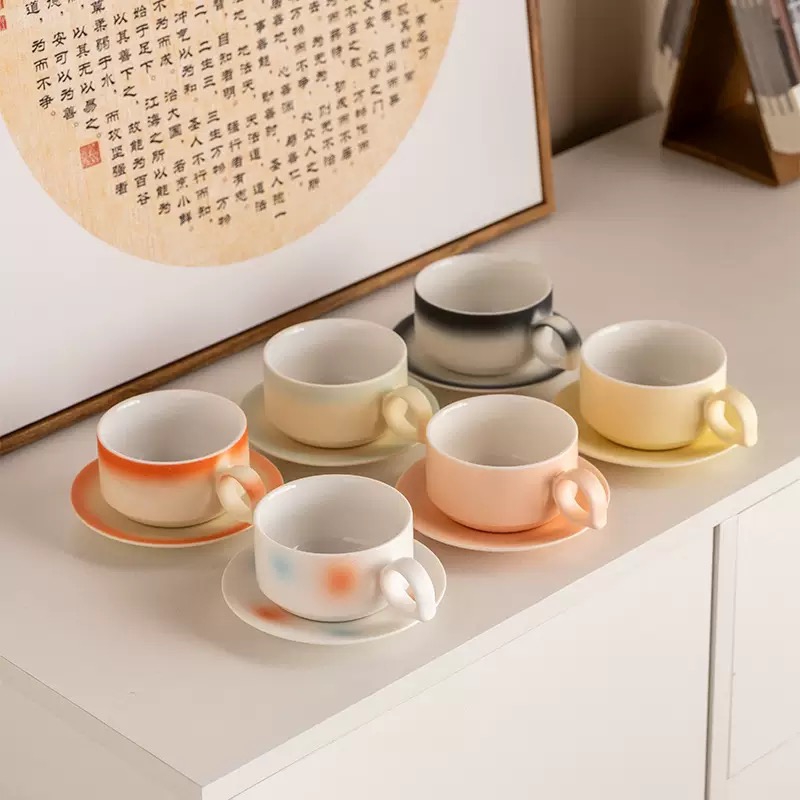 Coffee Cup Restaurant Colorful Ceramic Tea Coffee Cup With Saucer