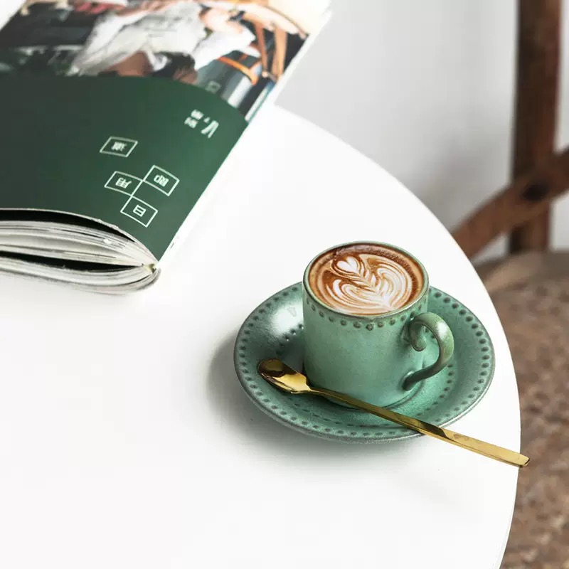  Retro High-value Painted Gold Coffee Cup Saucer European Vintage Rose Lace Court Ceramic Mug