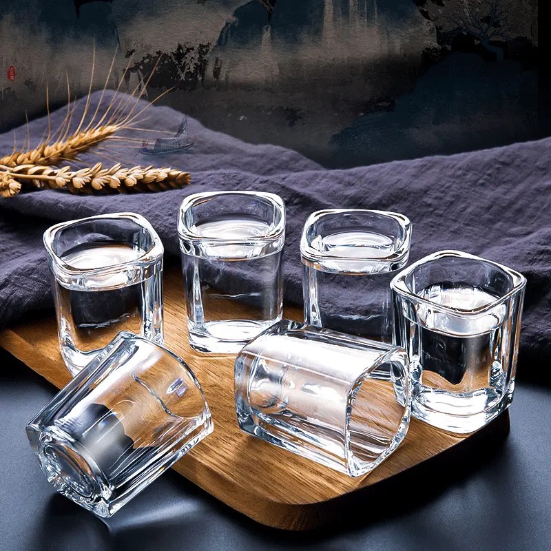 Square Whiskey Liquor Shot Glass With Thick Heavy