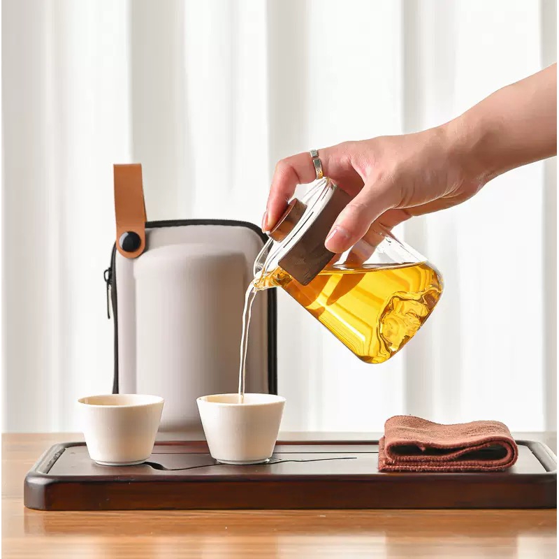 Handmade Ceramic Travel Tea Set Glass Infuser Drinkware