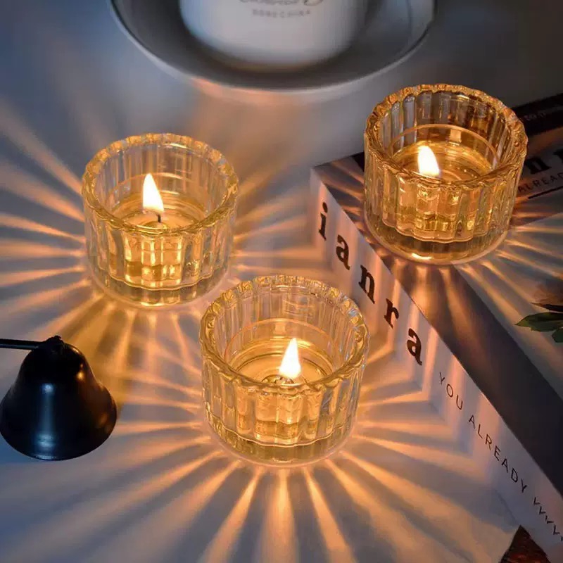 Transparent Clear Empty Round Glass Candle Vessels Container Jar Cup