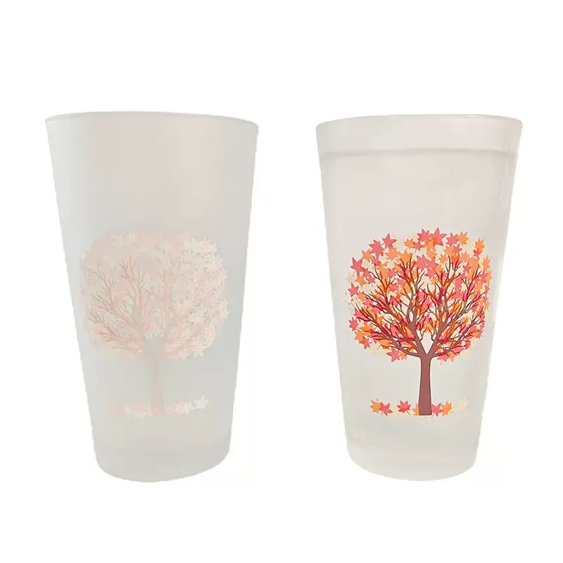 Manufacturer Wholesale 16 oz Ice Cold Water Juice Color Changing Glass Cup
