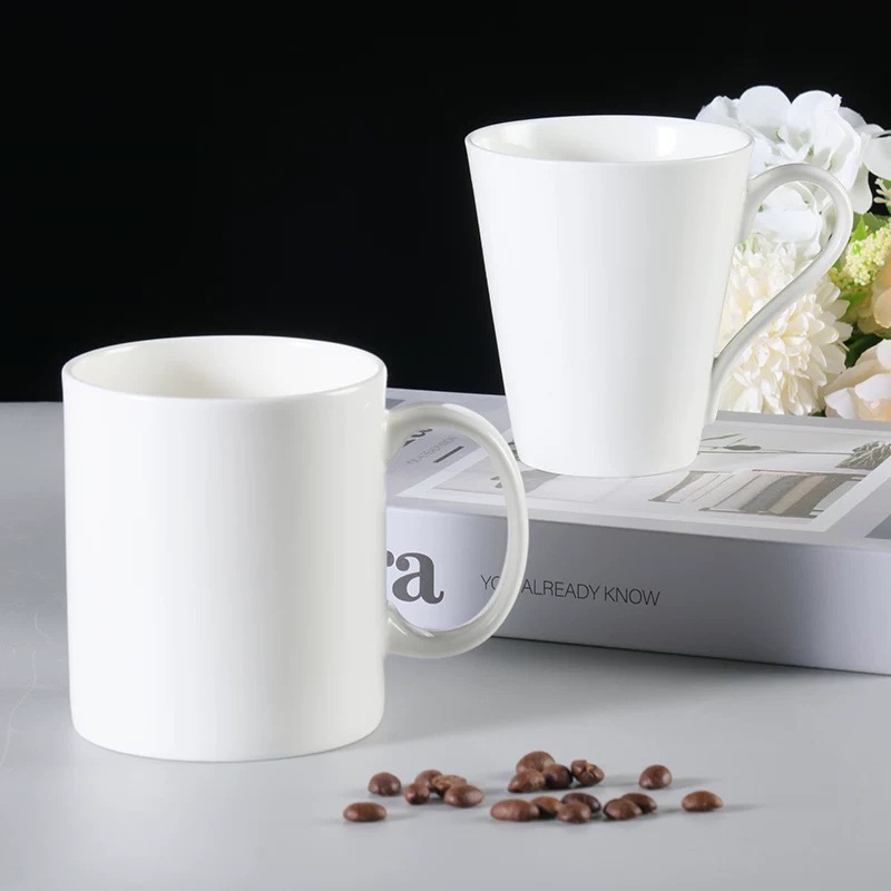 Custom Logo White Ceramic Coffee Mug Porcelain Tea Cup